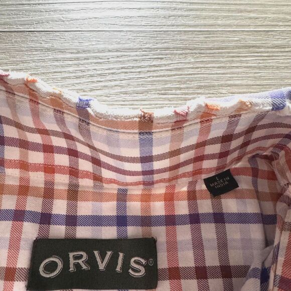 Orvis Button down collar casual shirt Blue,Brown, Orange Pattern Size L - Picture 5 of 9